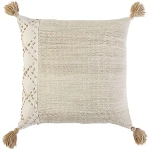 20"x20" Oversize Poly Filled Color Block Square Throw Pillow Beige - Rizzy Home