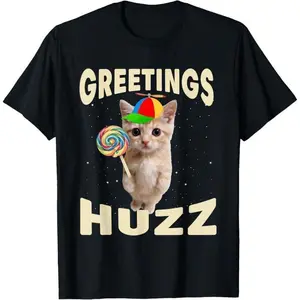 Greetings Huzz Funny Gen Z Gen Alpha Slang Meme T-Shirt Daily T-Shirt Women  T-Shirt Cute Cartoon Clothes Black Short Sleeve Round Neck Casual Spring Fall 100% Cotton Anti Wrinkle Machine Washable