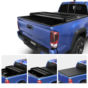5ft Bed Soft Tri-fold Truck Bed Tonneau Cover Compatible with 2005-2015 Toyota Tacoma, Fleetside with Track Rail System