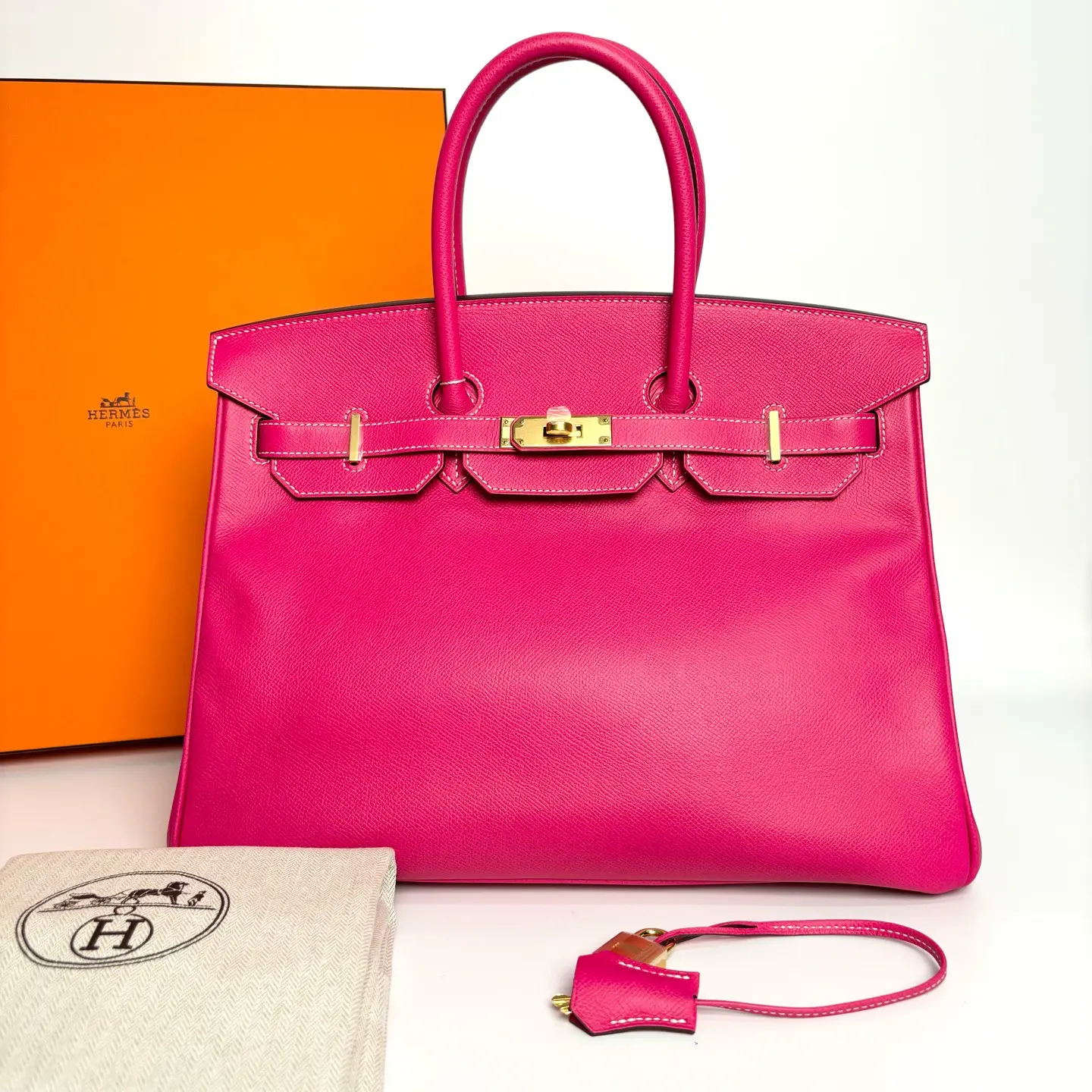 Pre-owned HERMÈS Birkin 35 Rose Tyrien Epsom Leather Gold Hardware Top Handle Handbag 2013 Base Length Approx 35cm Item No.N23893725