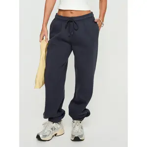 Caspa Dream Fleece Oversized Ankle Cuff Jogger Navy