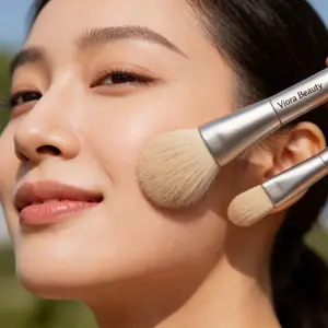 Viora Beauty Multi-Use Dual-End Brush, Professional Makeup Tool for Liquid, Powder, Cream & Blush