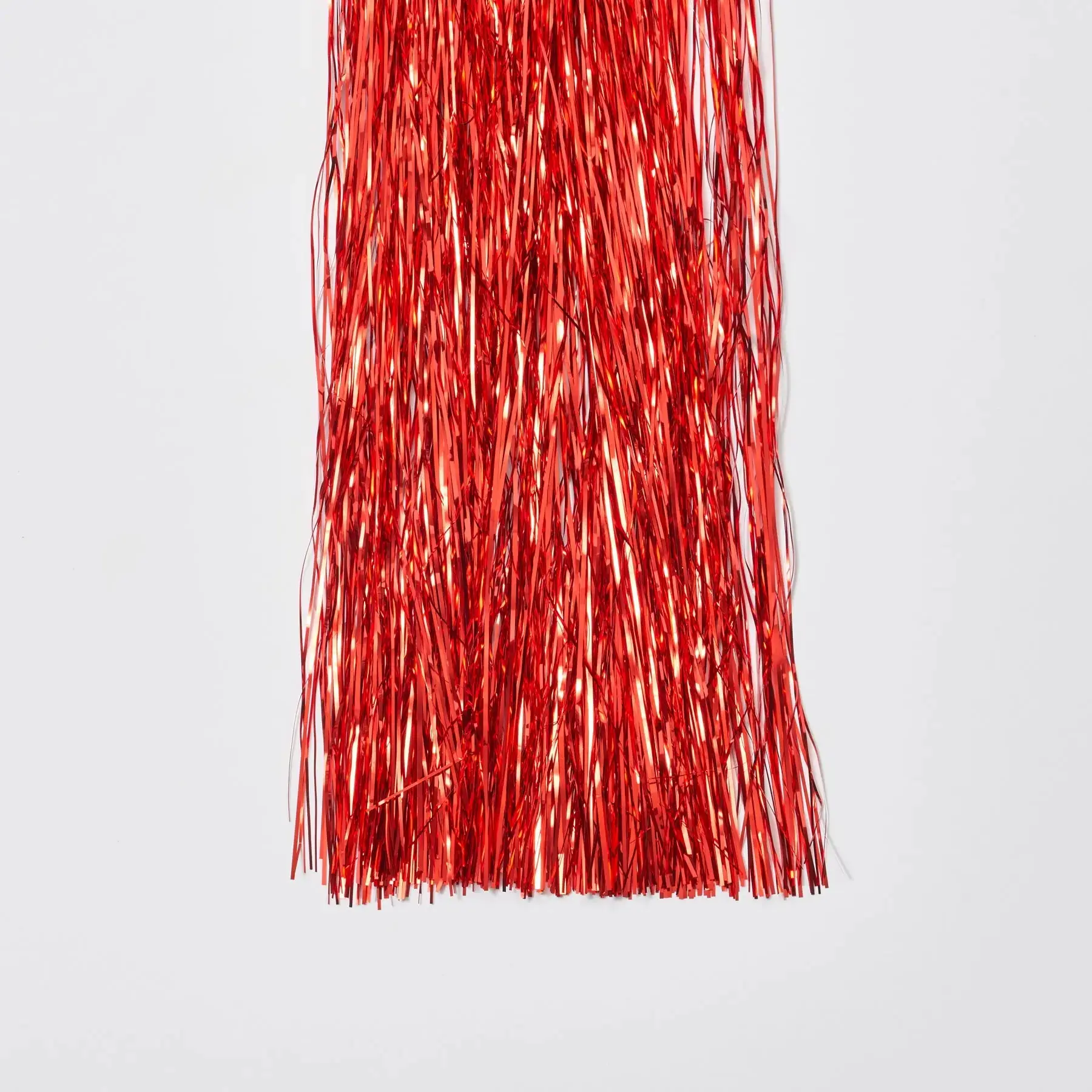 Red Metallic Shiny Lametta Christmas Tree Tinsel - Traditional Colorful Light Decoration for Holiday Party Home Festive Supplies, Ornaments