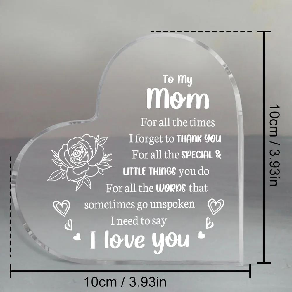 Heart Shaped Acrylic Decoration Block |   Flower & Letter Pattern Decorative Ornament |   Inspirational Funny Home Decor |   Perfect Delicate Birthday Gift for Mom