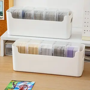 2pc Card Storage Box with 5 Compartments, PP Material Transparent Organizer for Cards & Postcards, Ideal for Young Adults & Students