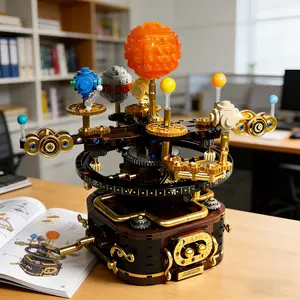 856pcs Solar System Rotating Planet Gear Set, Adult High-Difficulty Building Toy, Creative Desktop Ornament, Perfect Gift for Kids, Model Kit, Building Sets