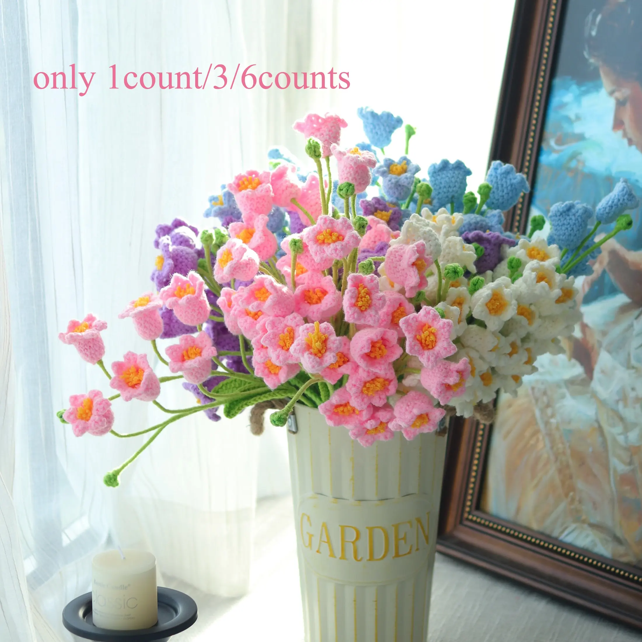 1/3/6 hand-crocheted multi-headed lily of the valley, Crochet Flowers, DIY crochet flowers bouquet, Artificial Flower Set, Diy Fake Flowers, gifts for her, friends, family, for home decor, weddings, birthdays, parties, Thanksgiving, mother's day