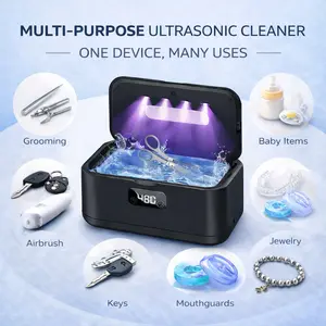 Ultrasonic Jewelry Cleaner with UV Light, Portable 360° Deep Cleaning Sonic Washer for Jewelry, Glasses, Watches, Dentures & Retainers