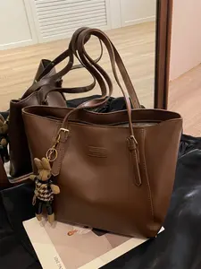 Trendy Minimalist Tote Bag Women Large Capacity Solid Color Versatile Commuter Shoulder Bag for Work School Daily Use Office Work Bag Tote Handbag