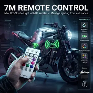 Universal LED Aircraft Strobe Lights with Remote Control, Anti-Collision Warning Lights for Drone, Motorcycle, Bike, Car, RC Plane, USB Rechargeable Waterproof Wireless 7-Color Flashing Signal Light