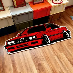 American Trendy Irregular Shape Cool Car Design Carpet, Modern Minimalist Fashion Home Decor, Washable Plush Household Decorative Rug for Living Room Bedroom Balcony Contemporary Rugs