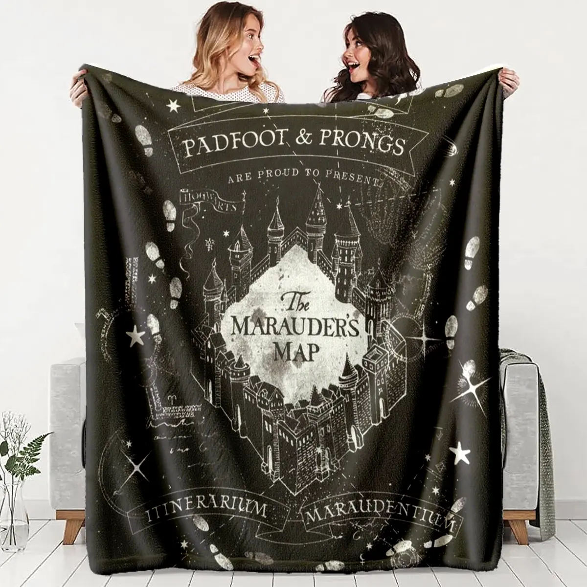 Harry Potter Map Theme Blanket, Soft Flannel Throw, Soft Cozy Blanket, Warm and Durable, Perfect Gift for Fans, Home Decor, Decorative Blanket, Christmas Present