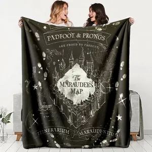 Harry Potter Map Theme Blanket, Soft Flannel Throw, Warm and Durable, Perfect Gift for Fans, Home Decor, Christmas Present