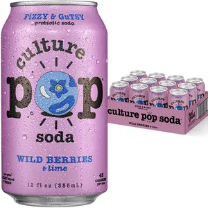 WILD BERRIES & lime - Culture Pop Soda - 12 Pack of Probiotic Fruit Soda