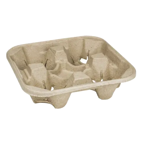 [300 pcs] Karat Biodegradable Disposable Cup Holder, for 4 Cups (8 - 32oz)