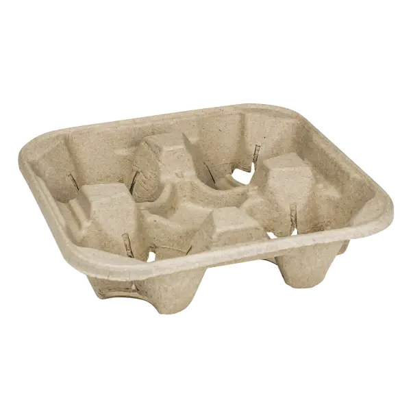 [300 pcs] Karat Biodegradable Disposable Cup Holder, for 4 Cups (8 - 32oz)