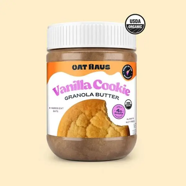 Oat Haus Vanilla Cookie Flavor Granola Butter - Spreadable Granola Made with Maple Syrup, Vanilla Extract - Gluten-Free, Organic, GMO-Free, 12oz Jar Sweet Healthy Spread