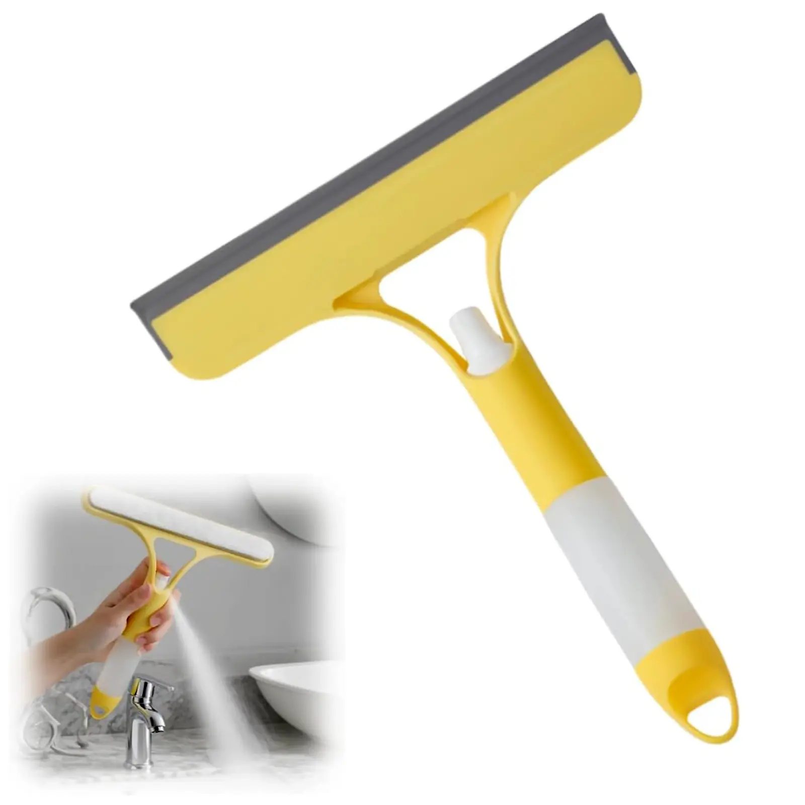 Multifunctional   tool   Window Squeegee with Spray & Silicone Floor Blade, 2-in-1 Glass Scraper and Floor Squeegee for Bathroom Shower, Home Deep Cleaning, Car & Mirror, Streak-Free