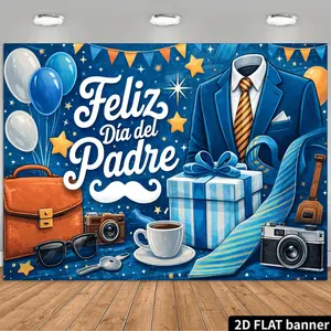 Feliz Dia Del Padre Party Backdrop, Coffee & Beard Banner for Dad, Spanish Father's Day Wall Decor, Balloon Photo Props