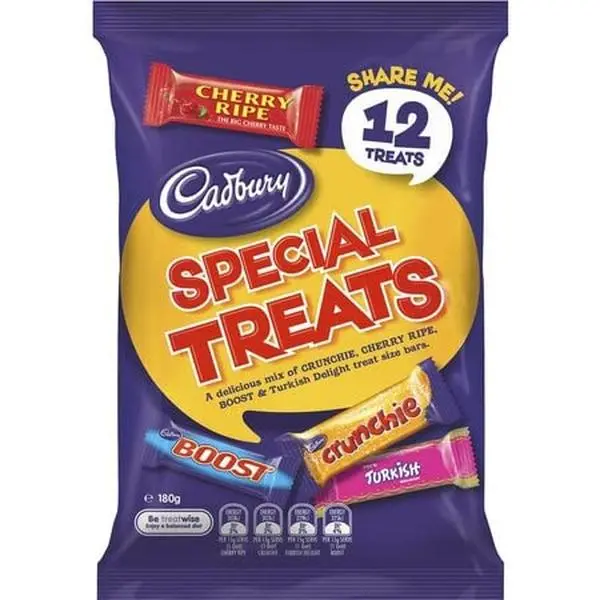 Cadbury Special Treats Chocolate Share Pack – 12 Assorted Treats (180g) – Includes Crunchie, Cherry Ripe, Turkish Delight, Boost – Made in Australia