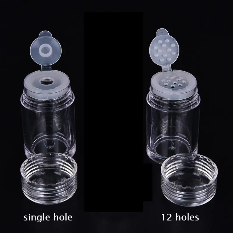 Cosmetic storage bottle, Cosmetics storage bottles, Empty cosmetic bottles, with threaded cap and filter, suitable for loose powder, compact and portable design, made of transparent plastic, suitable for household and travel essentials