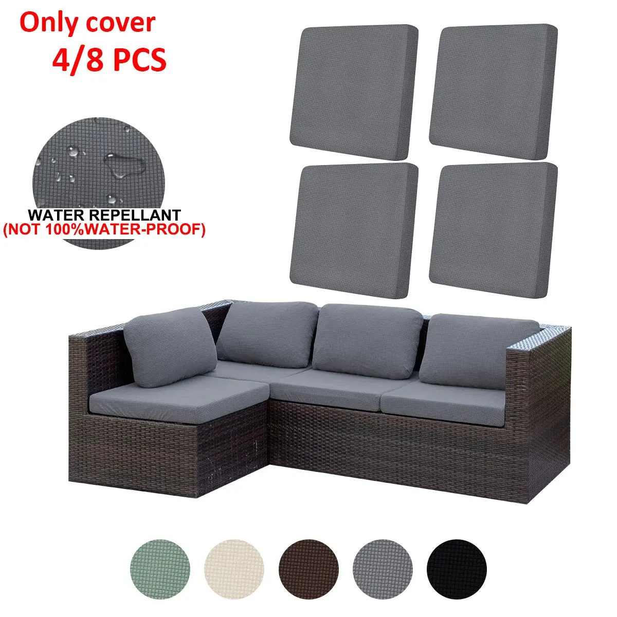 4pcs/8pcs Sofa Cushion Covers, Corn Kernel Jacquard Fabric, Elastic Easy-To-Wash, Splash-Proof, Modern Indoor Outdoor Universal Sofa Covers