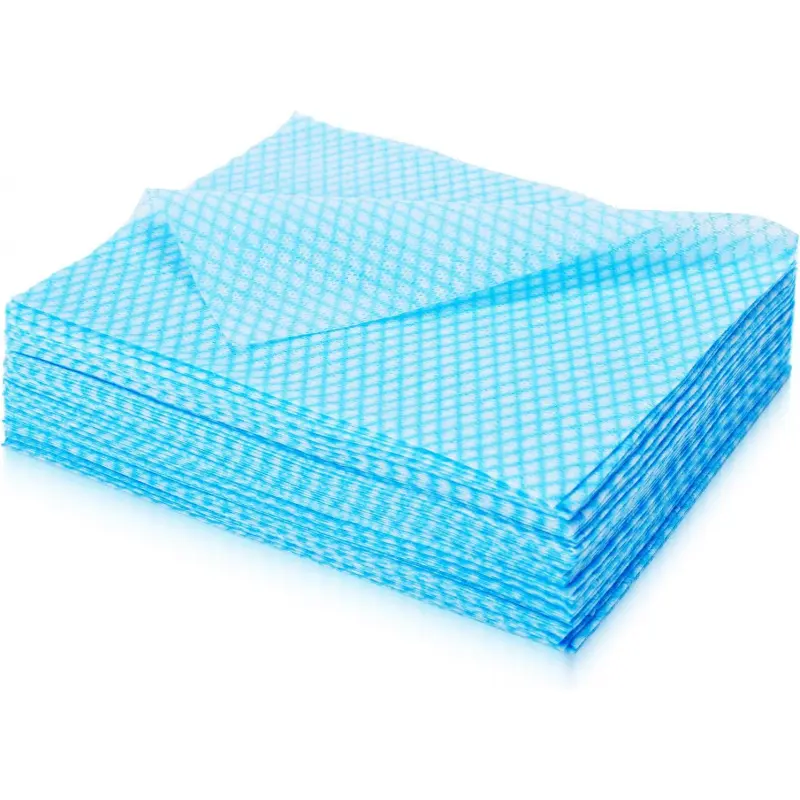 60 Pack 13.8*15.7 in Disposable Dish Cloths for Kitchen, Bathroom & Daily Cleaning – Durable & Short-Term Reusable Cleaning Cloths (Blue)