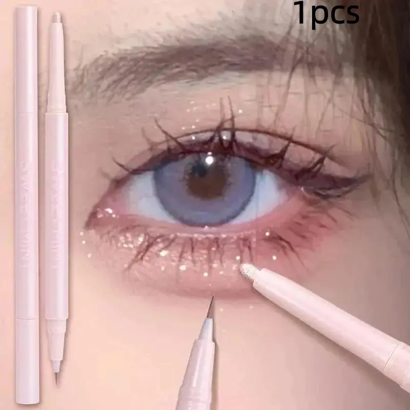 Dual Head Eyeliner & Highlighter Pencil Set, Long-Lasting Makeup, Shimmer Finish, Perfect for Bold Natural Looks, Beginner Essential, Longwear Eye Liner