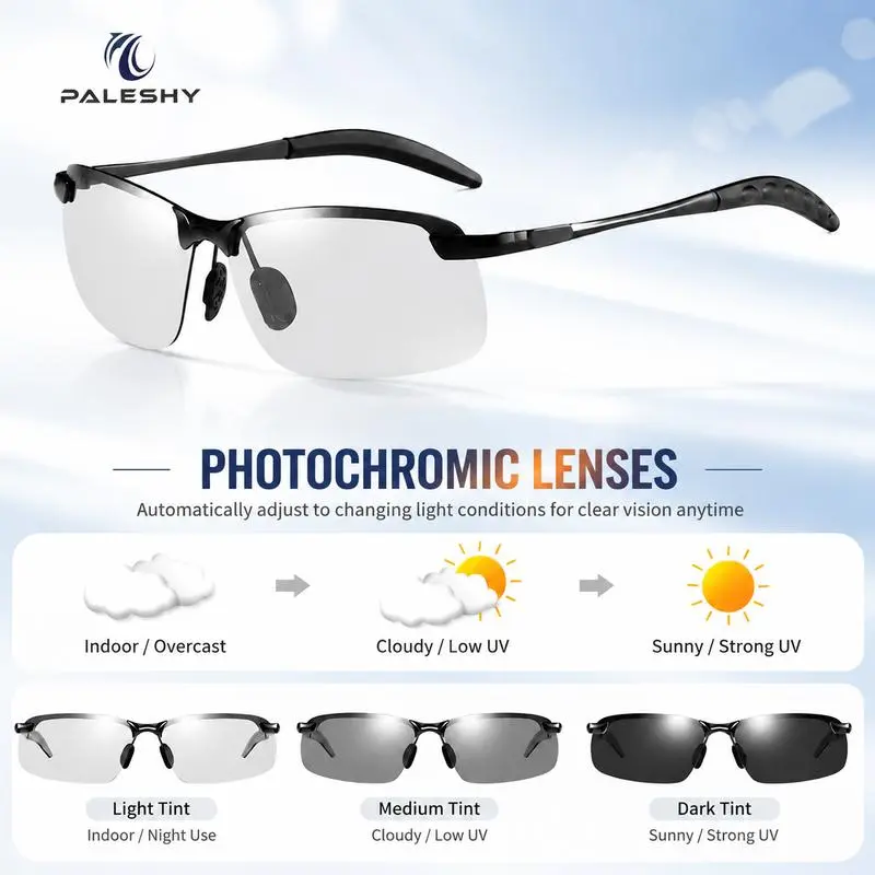 HD Polarized Color Changing Sunglasses with UV400 Protection, Unisex 2026 Summer Retro Oversized Simple Square Frame Fashion Accessories, Outdoor Sports Driving, Fishing, Golf, Running, Rock Climbing Day and Night Safety Glasses