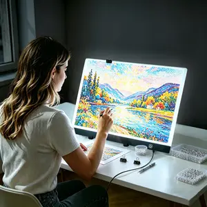 A2 60x40cm Three-Level Dimming LED Light Board with Stand for Diamond Painting Calligraphy & Art Drafting USB Power Tracing Pad Office Supply Kit, copy board, creative coloring
