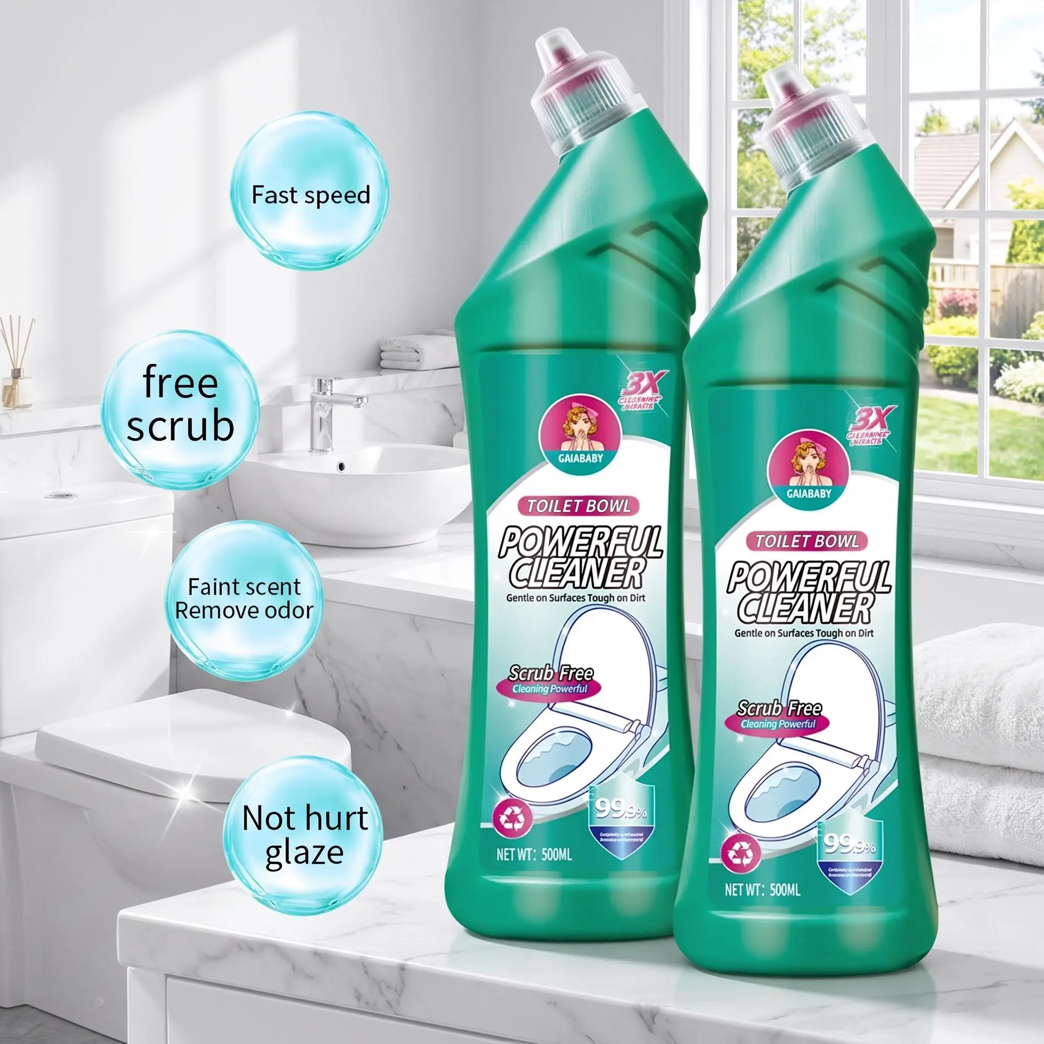 Foaming Toilet Bowl Cleaner, Heavy-Duty Limescale & Stubborn Urine Stain Remover, Long-Lasting Fresh Deodorizing Bathroom Cleaner, Powerful Formula for Scrubbing Toilets, Tiles, Sinks & Shower Surfaces