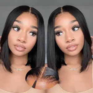 Karlami Wear and Go Glueless Bob Wig Human Hair Pre Plucked Pre Cut Straight 5X5/4X4 HD Lace Closure Bob Wigs Human Hair For Black Women Glueless Wigs Human Hair Short Bob Wig 150% Density woman glueless glueless bob black woman