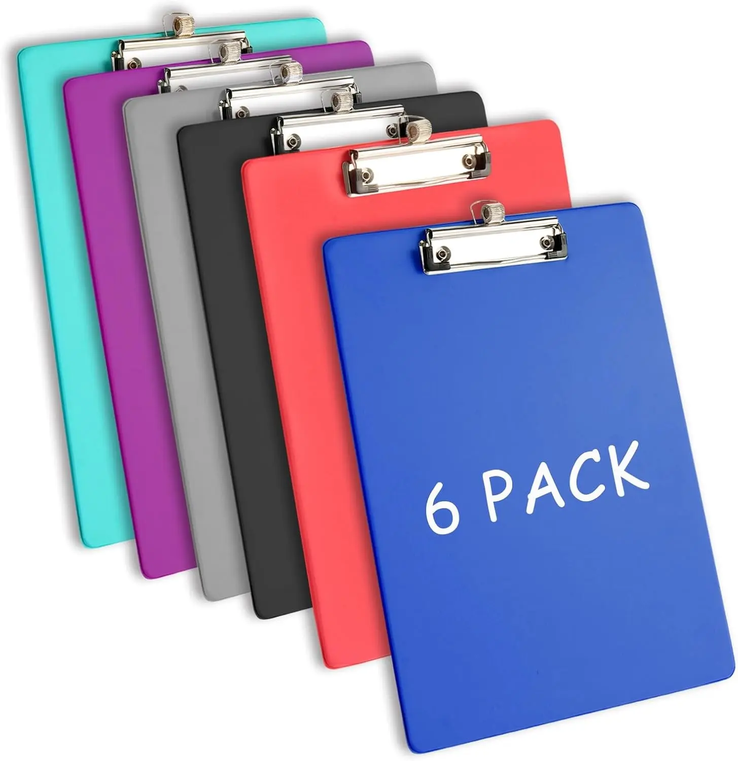 Clipboards with Pen Holder, Clip Boards Plastic Standard A4 Letter Size Holds 100 Sheets 8.5x11 Inch Papers 6 Pack Assorted Colors