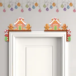 2pcs - Christmas decorative door corner signs, creative Grinch snowman ornaments, gingerbread man indoor door corner door frame wall stickers and pendants, suitable for decorating props for festive parties and gatherings