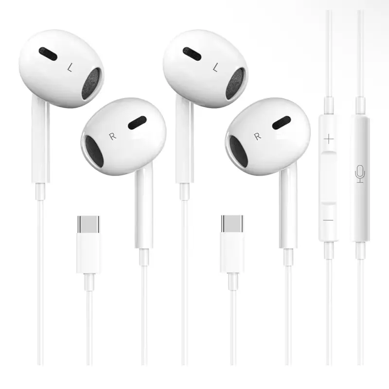 2 Pack-USB C Headphones for iPhone 17/16/15, Type C Earbuds Wired Earbuds with Microphone & Remote Control Noise Cancelling Earphones, Compatible with iPhone 17/16/15 Pro Max, iPad, Most USB C Jack