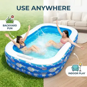 Sumimervibes,Inflatable Swimming Pool for Kids and Adults- 90" x 55" x 22" Family Full-Sized Blow Up Pools for kids -Thickened Durable Above Ground Swimming Pool Backyard Lawn, Indoor Outdoor Summer Party