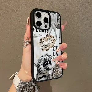 Adorable Magnetic Case for iPhone11/12/13/14/15/16/17/promax Leopard print element collage MagSafe Compatible, Lightweight, Anti-Fall |   Girly & Chic Style