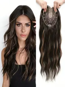 Instant Confidence with Our 22 Inch Wavy Hair Topper! Premium Kanekalon Synthetic Hair with Bangs, Clip-In Design for Thinning Hair, Natural Volume & Effortless Beauty, Wavy Hairpieces, Synthetic Hair Wigs