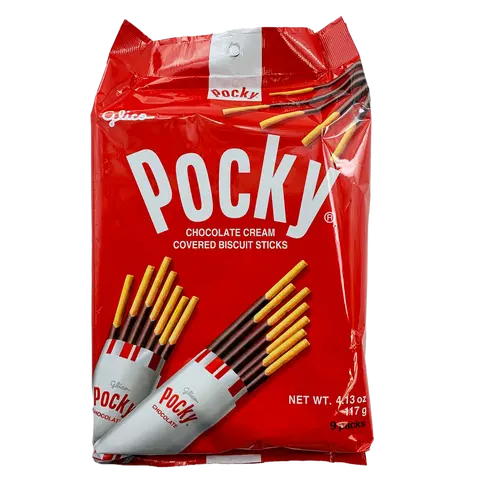 Pocky Milk Chocolate Biscuit Sticks - Family Size (9P, 117g) Wheat-Containing Asian Food Snacks for Lunchboxes, Office Snacks, Dessert Biscuit Cookie Packs