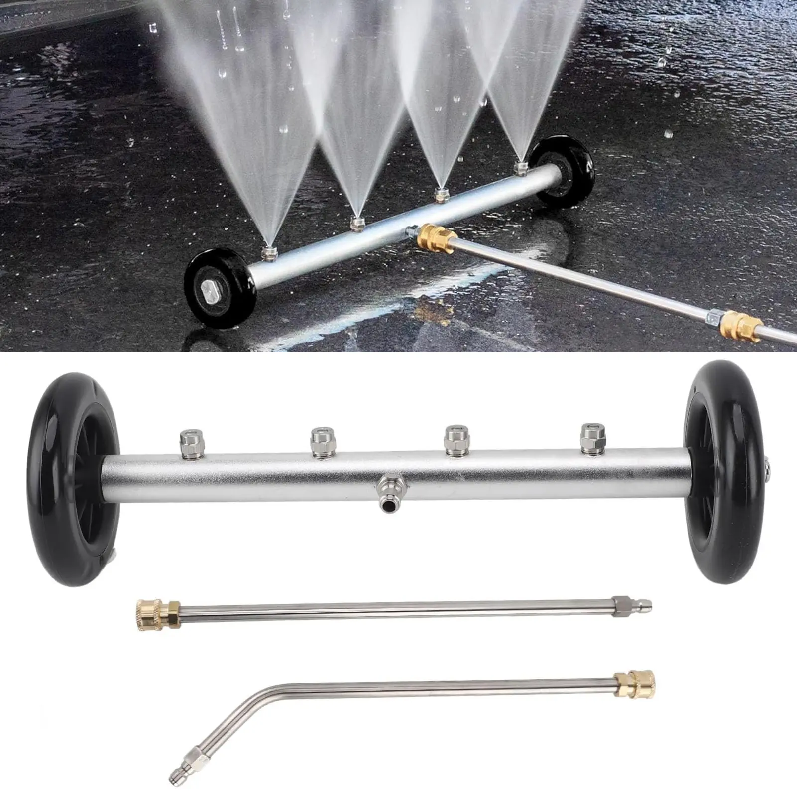 Pressure Washer Undercarriage Cleaner - 16inch Undercarriage Wahser with Straight Extension Wand - Hydraulic Powered Under Car Cleanner