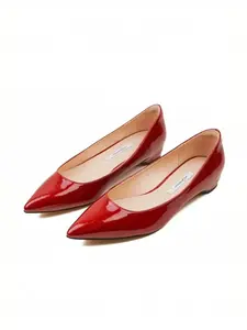 Women's Simple Fashion Elegant Classy Stylish Chunky Heel Single Shoe, Pointed Toe Slip-On Height Increase Comfort PU Leather Work Shoes, All Seasons