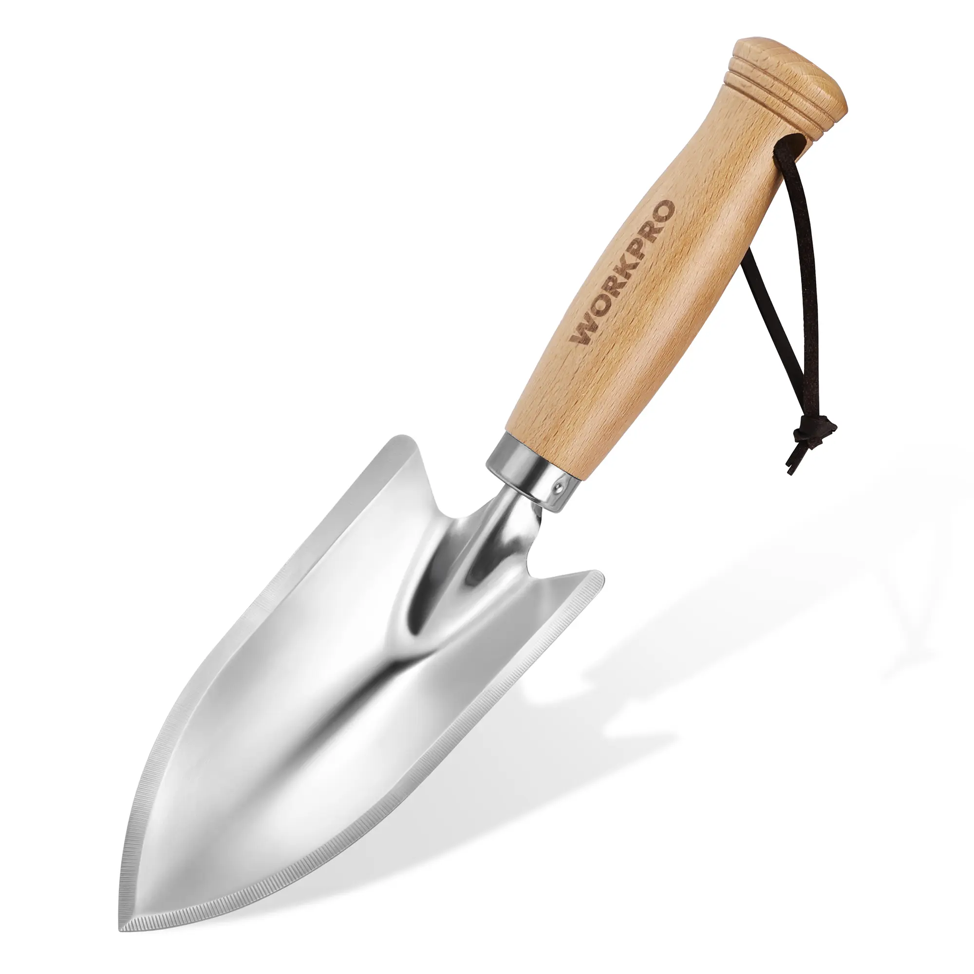 WORKPRO 11" Garden Hand Trowel, Heavy Duty Polished Stainless Steel Garden Shovel with Wooden Handle, Hand Gardening Tool for Digging, Planting, Transplanting