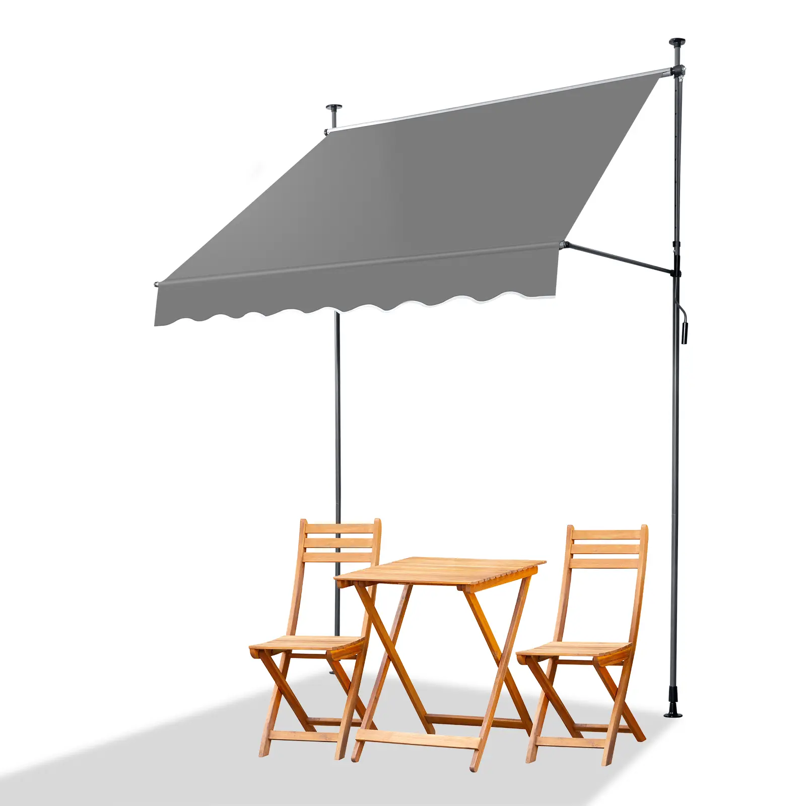 Retractable Patio Shade Awning for Door 78.7"x47.2", No-Drill Waterproof Canopy with Crank, Adjustable Height & Angle for Deck Balcony, Gray