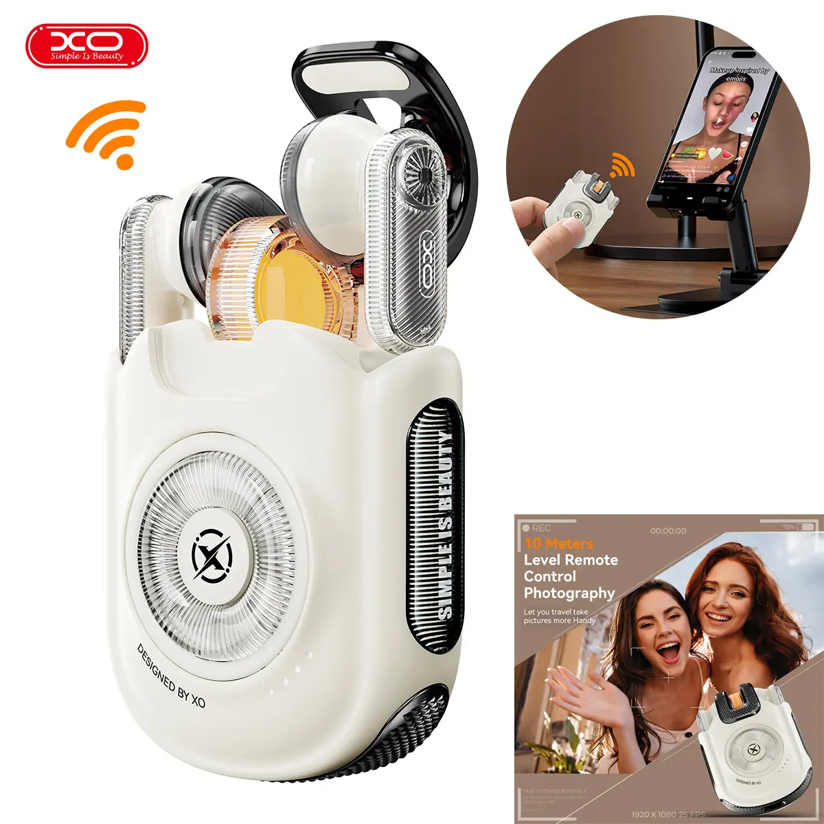 Remote Control for TikTok Scrolling,TWS Bluetooth Earphones,Wireless Scroller Page Turner for Kindle App, Camera Shutter Video Recording for iOS Android