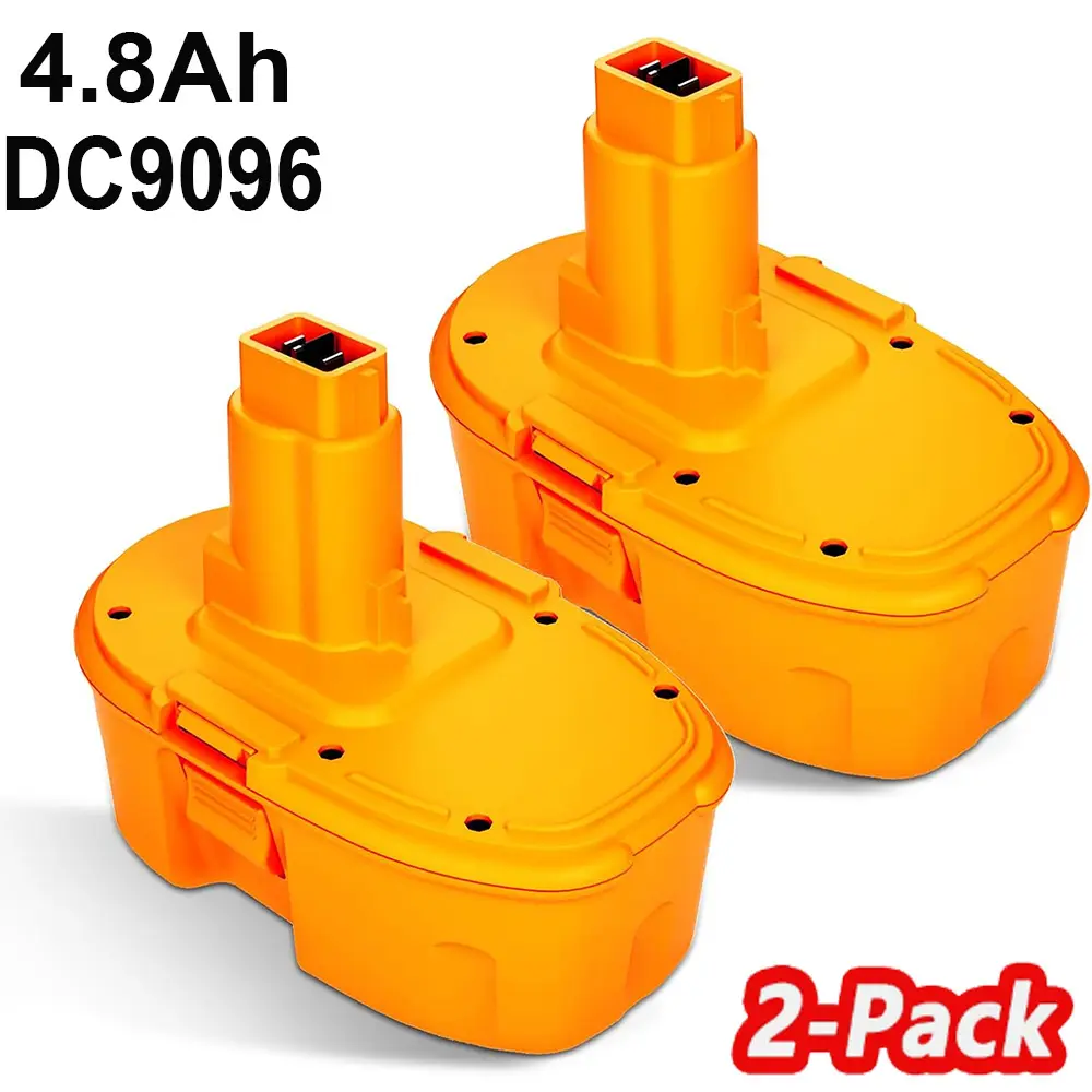 2-Pack 4800mAh NI-MH Replacement Batteries for Dewalt 18V Cordless Power Tools, 2.5x Run Time, Compatible with DC9096, DC9099, DC9098, DW9099, DW9098, DW9095 Battery