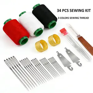 34 piece portable hand sewing set, containing 34 large eye steel needles and thread sets, suitable for manual repair and DIY production, suitable for beginners and experienced handicraft enthusiasts, and a practical gift for elders.