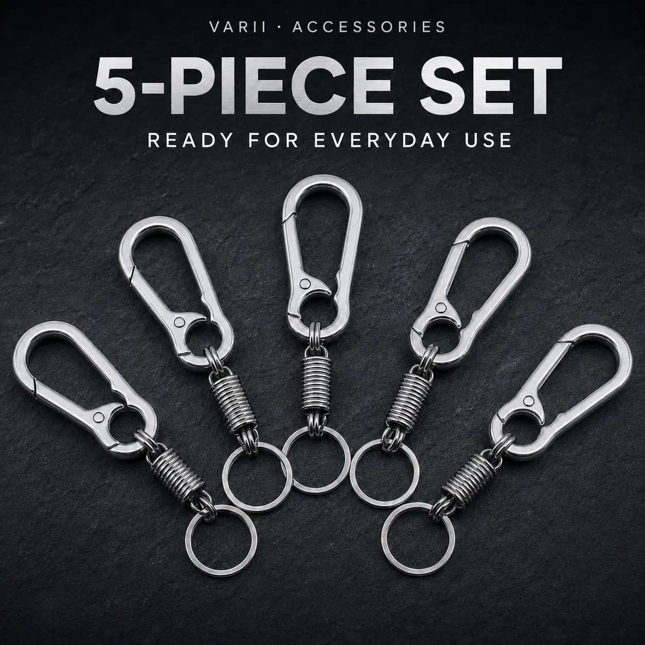 Fashion Accessories 5-Pack Removable Link Snap Hook Keychains with Split Rings, 4" Solid Tone Zinc Alloy Key Clips, Detach Connectors, Removable Parts, Bag Accessories for Keys & Bags