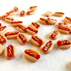 Resin Hot Dog Decoration with Ketchup and Mustard Accents for Party Decor Versatile Use Ideal for Themed Parties and Home Decor