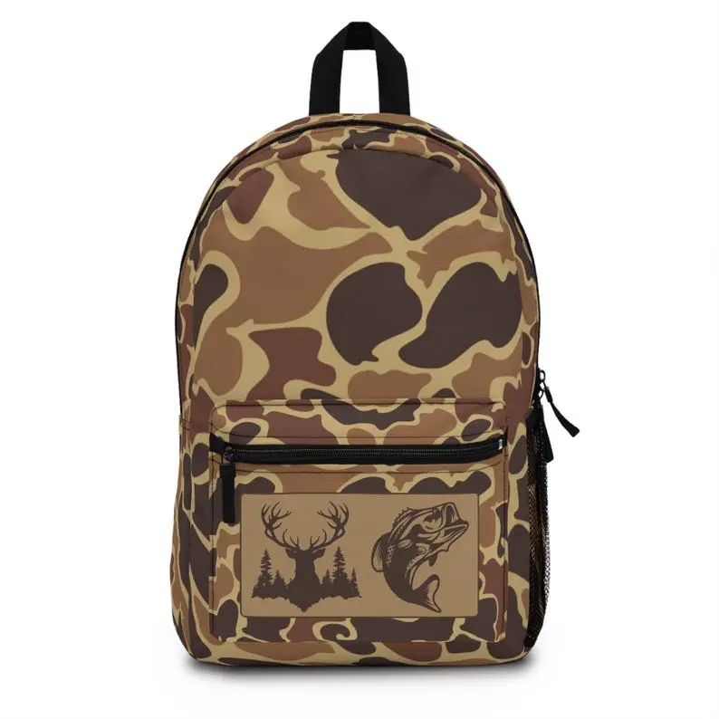 [ BEST SELLER ] Camo Backpack: Deer & Fish Design, Hunting Travel Bag Kathryn Lynn
