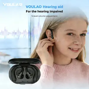 VOULAO Hearing aid wireless earbuds, in ear Bluetooth headphones, in ear hearing aids, hearing amplifiers suitable for elderly and adults with hearing impairment, with digital display charging case, compatible with iOS/Android.